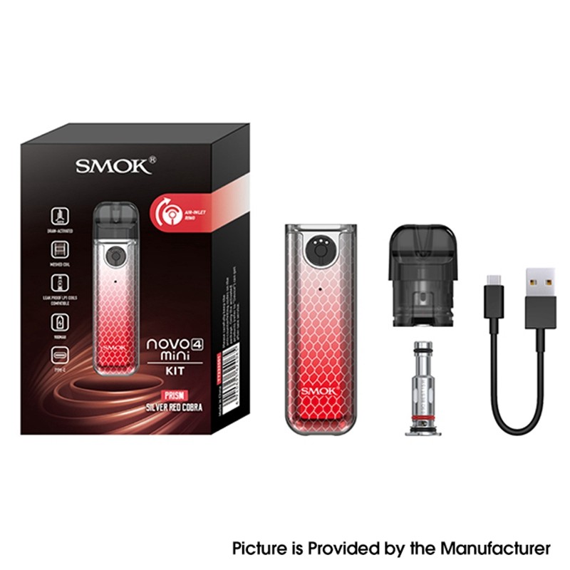 SMOK NOVO 4 MINI KIT - SILVER RED COBRA