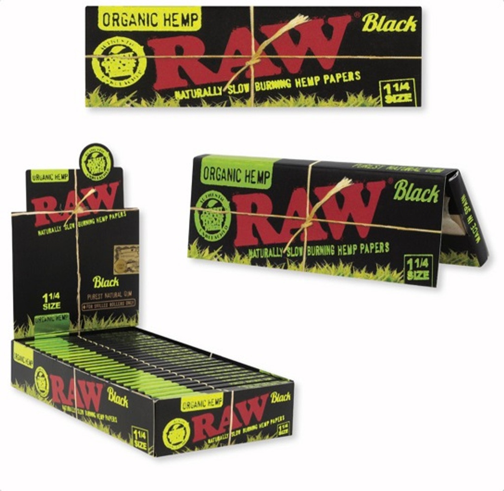 RAW PAPER 1.1/4 ORGANIC HEMP BLACK 24CT