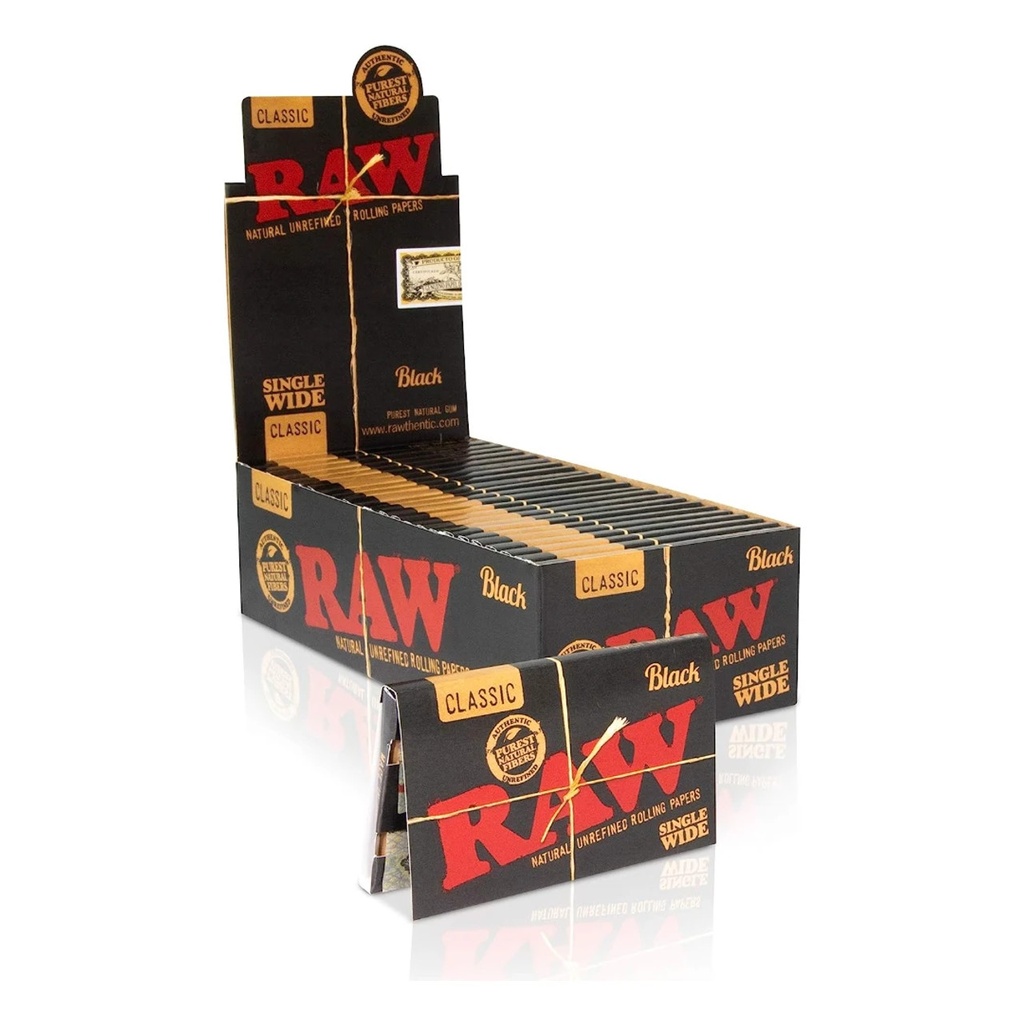 RAW SINGLE WIDE CLASSIC BLACK 25CT