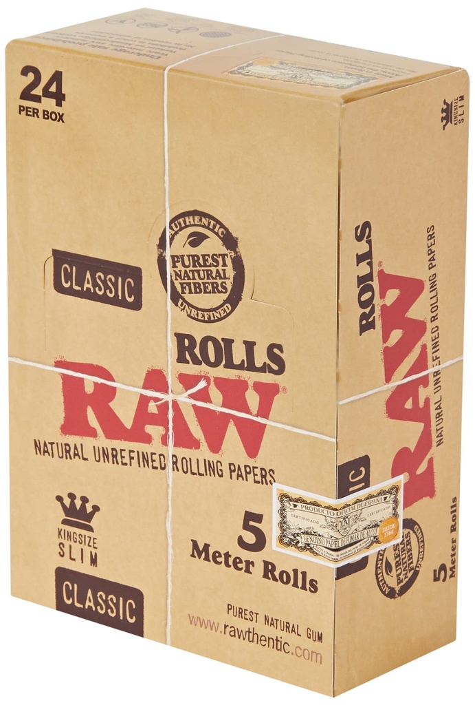 RAW KING SIZE SLIM CLASSIC 5 METER ROLLS 24CT