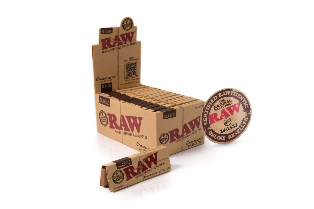 RAW CONNOISEUR SINGLE WIDE + TIPS CLASSIC 24CT