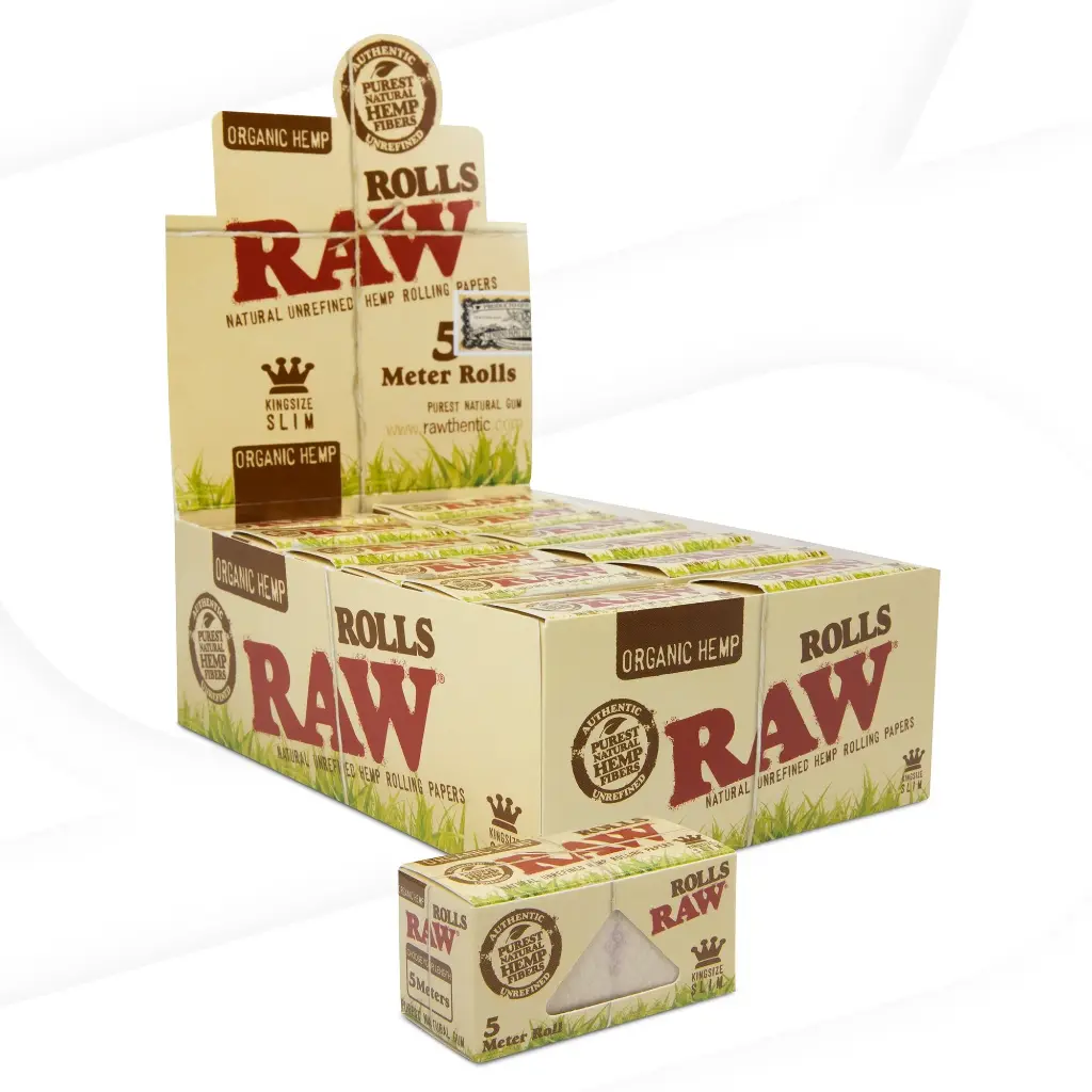 RAW KING SIZE ORGANIC 5 METER ROLLS 24CT