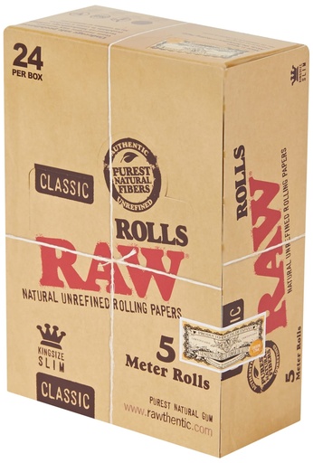 [INTREF03063] RAW KING SIZE SLIM CLASSIC 5 METER ROLLS 24CT