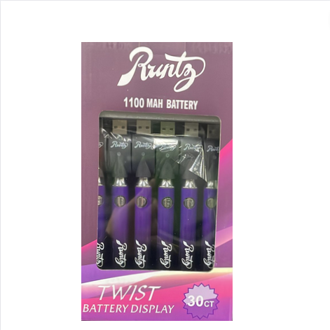 [INTREF03169] RUNTY 1100MAH BATTERY TWIST BATTERY DISPLAY 30CT